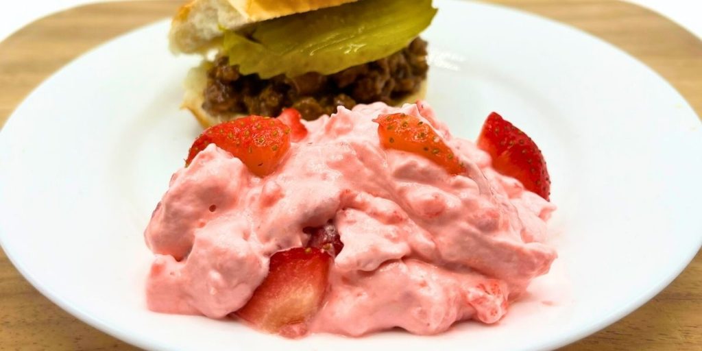 a dollop of high altitude strawberry fluff with fresh strawberries