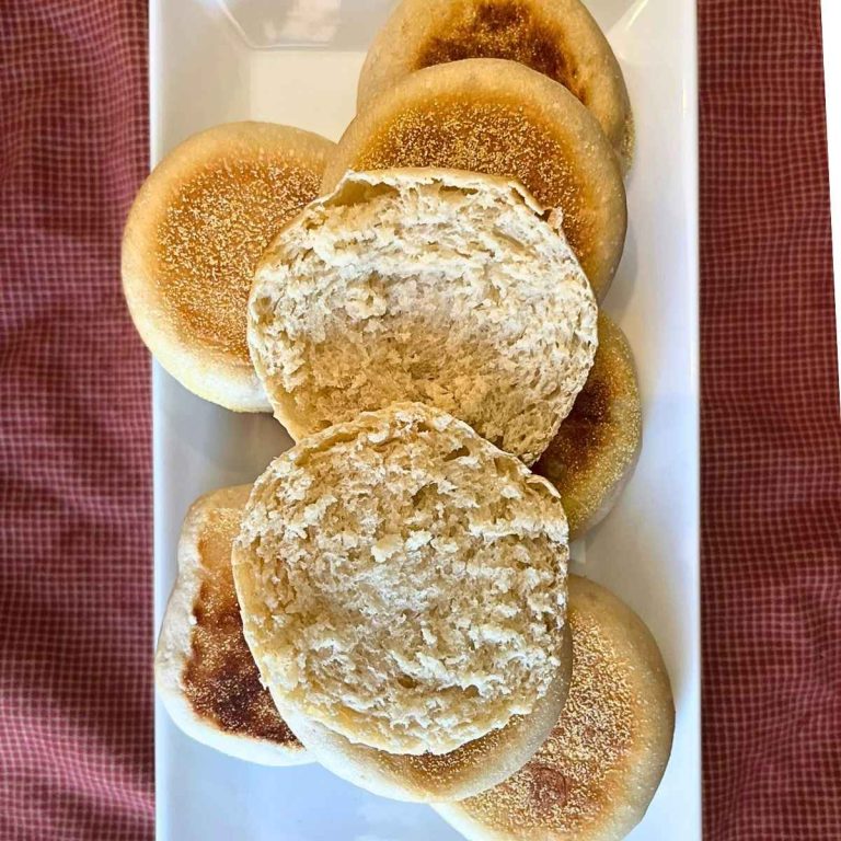 plate full of high altitude english muffins